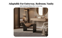 Light Luxury Design Waterfall Leg Stool Minimalist Aesthetic Ribbed Frame Saddle Stool Multi-Purpose Entryway Bench Soft Upholstery for Interior Decorators, Homeowners, Apartment Dwellers, Bedroom, Dressing Room, Cloakroom, Removeice
