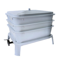 Slimline Vermicomposting System with Stackable Trays Raised Compost Bin with Faucet Space-Saving Compost Bin with Spigot Moisture-Balancing for Homeowners