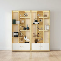 1 Freestanding Bookcase with Display Shelf Shelving Unit Metal Frame Display Rack Storage Rack and Led Strip Lighting Suitable for Living Room Office Retail Store Home Decoration
