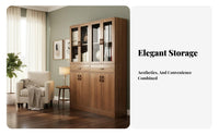 Large Capacity Tall Cupboard with Glass Doors Dust-Proof Bookcase Sturdy and Stable Storage Furniture Modern Design for Book Lovers, Collectors, Homeowners, Living Room, Home Office, Bedroom