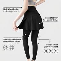 Butt Lifting Leggings with High Waist Control and Fleece Lining, Skirted for Running and Gym Workouts, Slimming Pants