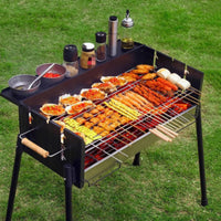 Heat-Resistant Foldable Charcoal Barbecue Heavy Duty Charcoal Grill with Storage Shelf Versatile Foldable Barbecue Grill Hygienic for Campers, Camping