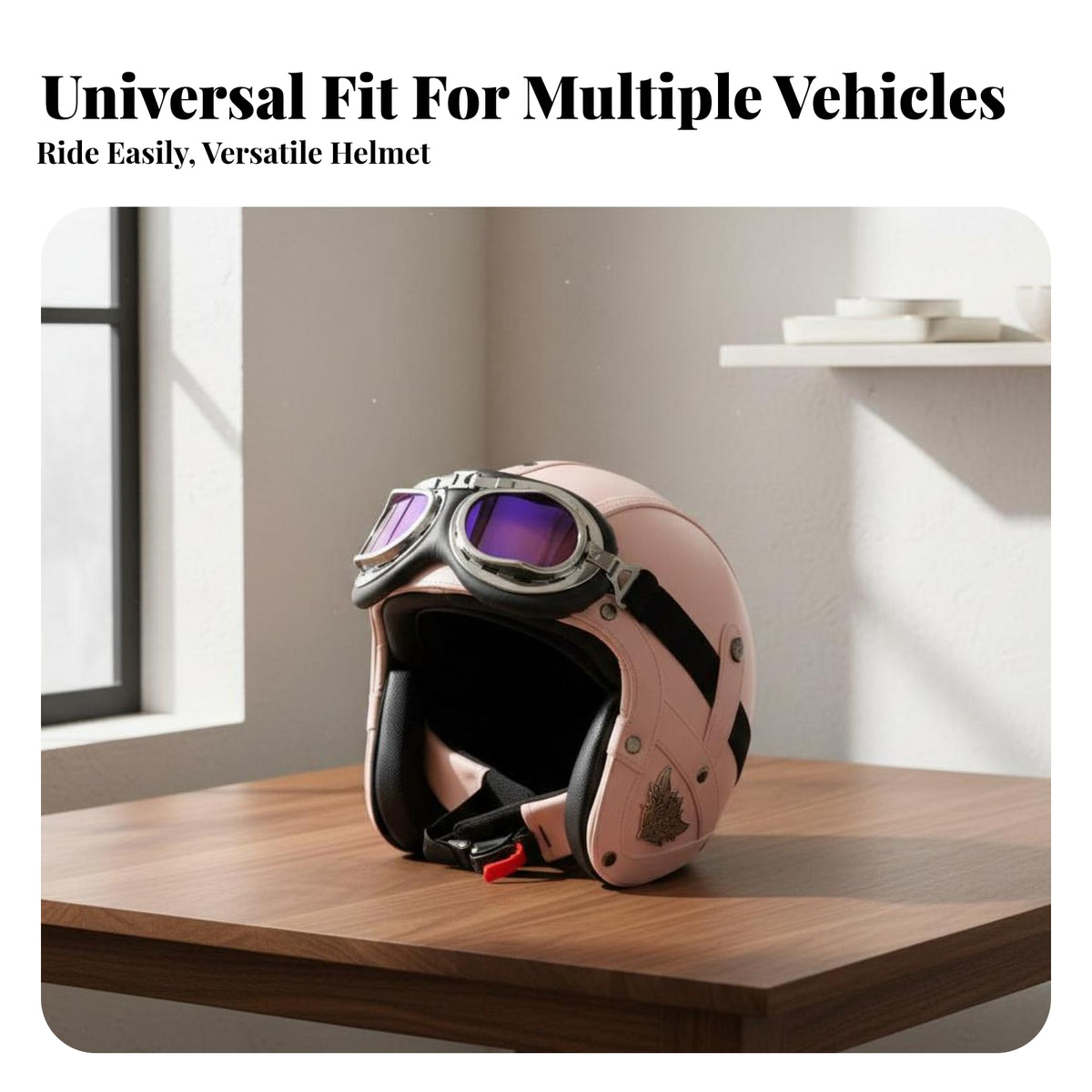 Retro 3C Certified 3/4 Shell Leather Helmet Four-Season for Women, Adults, City Commuting, Daily Travel, Motorcycling