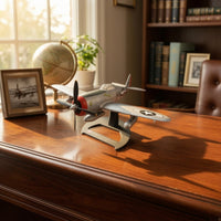 Collectible P-47D Thunderbolt Model Silver-Finish Fighter Aircraft Model with Stand Detailed True-to-Scale for Aviation Enthusiasts, Collectors, History Buffs, Desk Display, Shelf Decor, Office