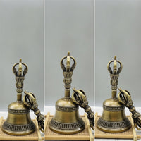 Tibetan Ritual Bell Set Buddhist Hand Bell with Vajra Handmade Vajra for Buddhists, Altar