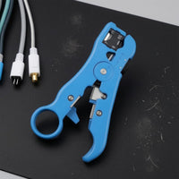 ABS Manual Cable Stripping Plier Spring-Action-Loaded Coaxial Cable Stripper Replaceable Blade Hand Tool Integrated Cutting Blades