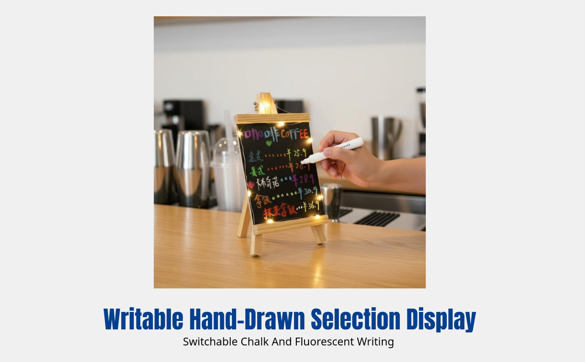 Desktop Writable LED Blackboard Sign, Double-Sided Creative Hand-Drawn Display Board for Milk Tea Shop, Bar Counter