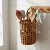 Hanging Utensil Basket Space Saving Woven Hanging Basket Lightweight for Washroom