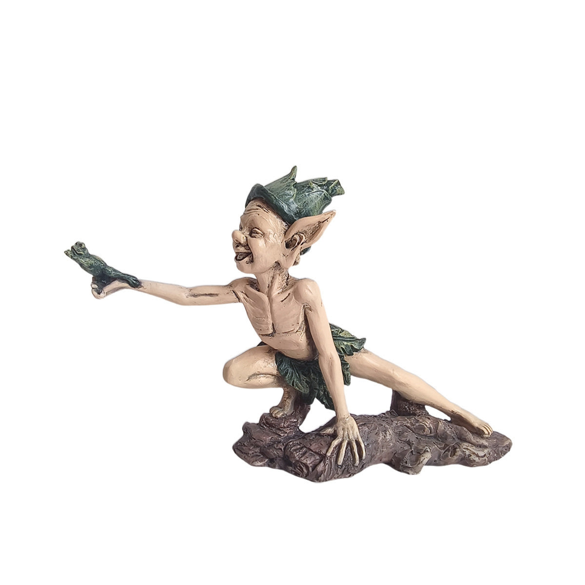 Elf Figurine with Frog Outdoor Elf Figurine Whimsical Frog Statue for Collectors