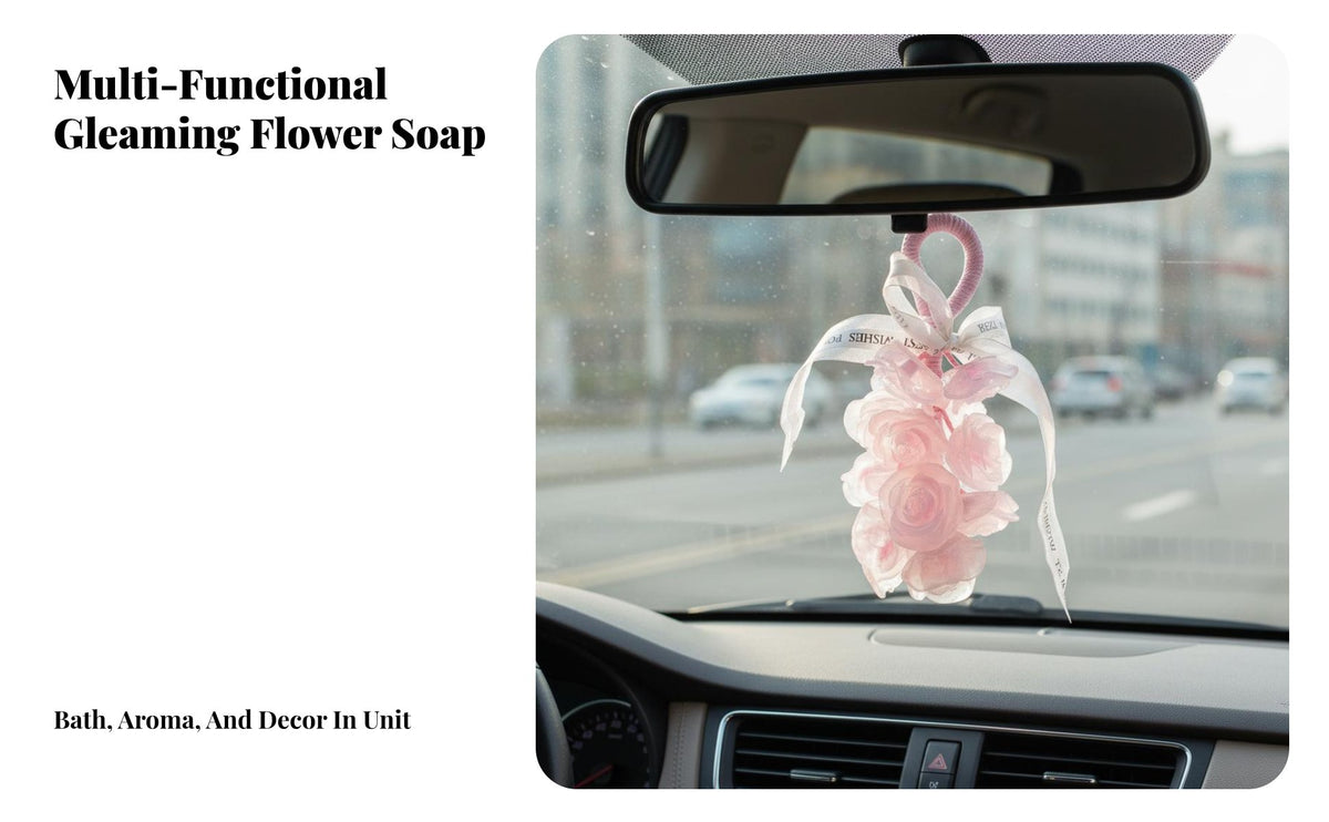 Transparent Rose Soap Pendant Handmade Rose Soap Bouquet Gift Ready Personal Care Product for Women, Washroom, Wardrobe, Closet