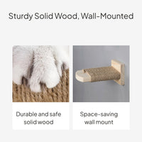 Wall-Mounted Cat Climbing Step Feline Perch Solid Wood Wooden Cage Shelf for Kittens
