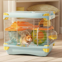 Hamster Cage Kit Large Spacious Rodent Cage with Tubes and Wheel Easy to Clean Gerbil Habitat