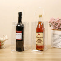 Gift Bag and Tote Bag for Beverages, Clear PVC Birthday Gift Bag with Rope Handle, Plain Bottle Bags and Bottle Carrier, Clear Tote Bag Packaging