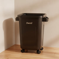 Slim Trash Bin with Wheels Mobile Kitchen Waste Bin Rectangular Wastebasket Space-Saving for Office