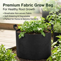 Plant Grow Bags, 30cm Black Non-Woven Breathable Grow Bags with Handles, Degradable Grow Bags for Vegetables, Trees & Shrubs