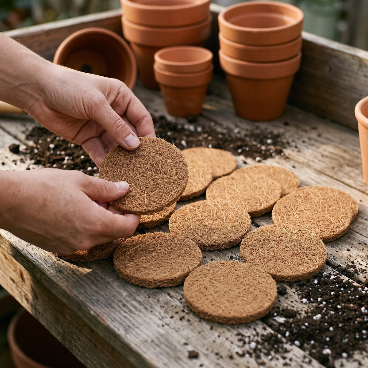 Coconut Fiber Pot Bottom Mesh Pads for Drainage and Soil Retention