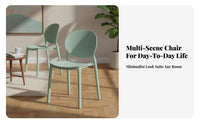 Molded Backrest Seat Stackable Armless Side Chair Thickened Construction Household Furniture for Adults, Homeowners, Dining Room, Kitchen, Home Office