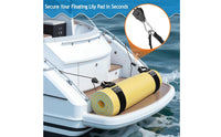 2 Pieces Ratchet Rope Hanger Heavy Duty Rope Hanger with Carabiners Self Locking Ratchet Tie down Strap for Boaters, Marine Storage, Boat Deck