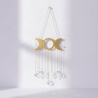 Moon Phase Ornament with Crystals Gold-Toned Sun Catcher Sparkling for Balcony