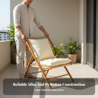 3 Pieces Portable Folding Balcony Set Long-Lasting Alloy Frame 3 Piece Outdoor Furniture Set Comfortable Cushion Foldable Backrest Chair No Assembly Required for Apartment Dwellers, Couples, Homeowners, Patio, Courtyard, Garden, Indoor
