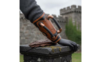 Steampunk Wrist Cuff Black Forearm Cuff with Straps Edgy Costume Bracer for Cosplay, Halloween