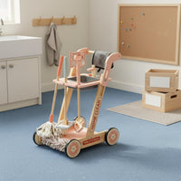 Wooden Cleaning Trolley Role Playing Housekeeping Push Trolley Toy Educational