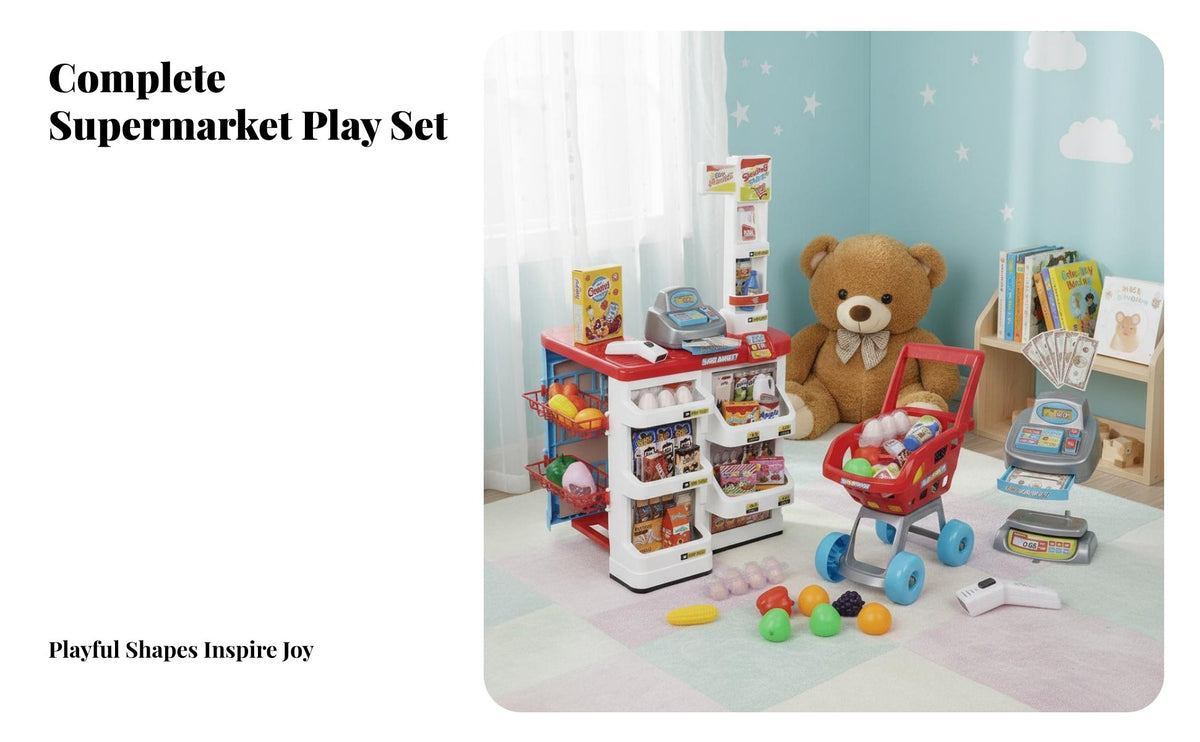 Working Scanner Supermarket Checkout Playset with Cart Battery Operated Toy M Single Y Register and Shopping Cart Fun Gift Toy M Single Y Register Set Safe Child-Friendly Design for Girls, Preschoolers, Toddlers, Indoor, Playroom, Daycare, Home