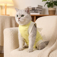 Cat Recovery Suit with Ties, Sleeveless Abdominal Surgery Pet Suit, Post Surgery Pet Clothing, Crew Neck Post-Operative Pet Clothing for Spay Neuter