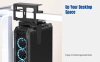 PC Case Hanging Rack, No-Drill Desk Mount, Adjustable Clamp Desktop Organizer