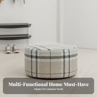 Round Upholstered Pouf space-efficient Design Small Stool Space-Saving for Bedroom, Kids