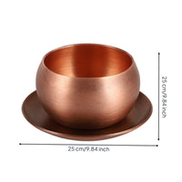 Copper Cup with Saucer Elegant Copper Tea Cup Low Profile Drinkware for Hosts, Desk
