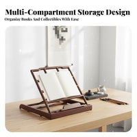 Foldable Wooden Bookrest Multipurpose Adjustable Book Easel Hollow-Carved Design