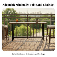 Narrow Bar Table Solid Wood Top Narrow Counter-Height Table Sturdy Metal Frame Pub Desk for Business Owners, Homeowners, Cafe, Restaurant, Dining Room