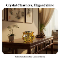 Yuan Bao Wealth Decoration Auspicious Design Crystal Wealth Pouch Intricate Detailing Chinese Wealth Pouch Ornament for Desktop, Office, Entryway