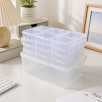 Clear PP Desk Organiser, Stackable Storage Drawers 26x18x11cm, 24 Compartment Craft Storage with Lid for Stationary, Office & Students