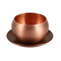 Copper Cup with Saucer Elegant Copper Tea Cup Low Profile Drinkware for Hosts, Desk
