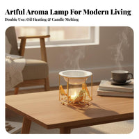 Tealight Scented Liquefy Warmer Non-Electric Tealight Essential Oil Dispenser Geometric Metal Scented Liquefy Warmer Easy To