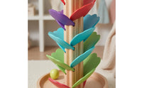 Wooden Tree Ball Toy Leaf-Shaped Ball Drop Toy Marble Tree Set Freestanding Children's Plaything Colorful