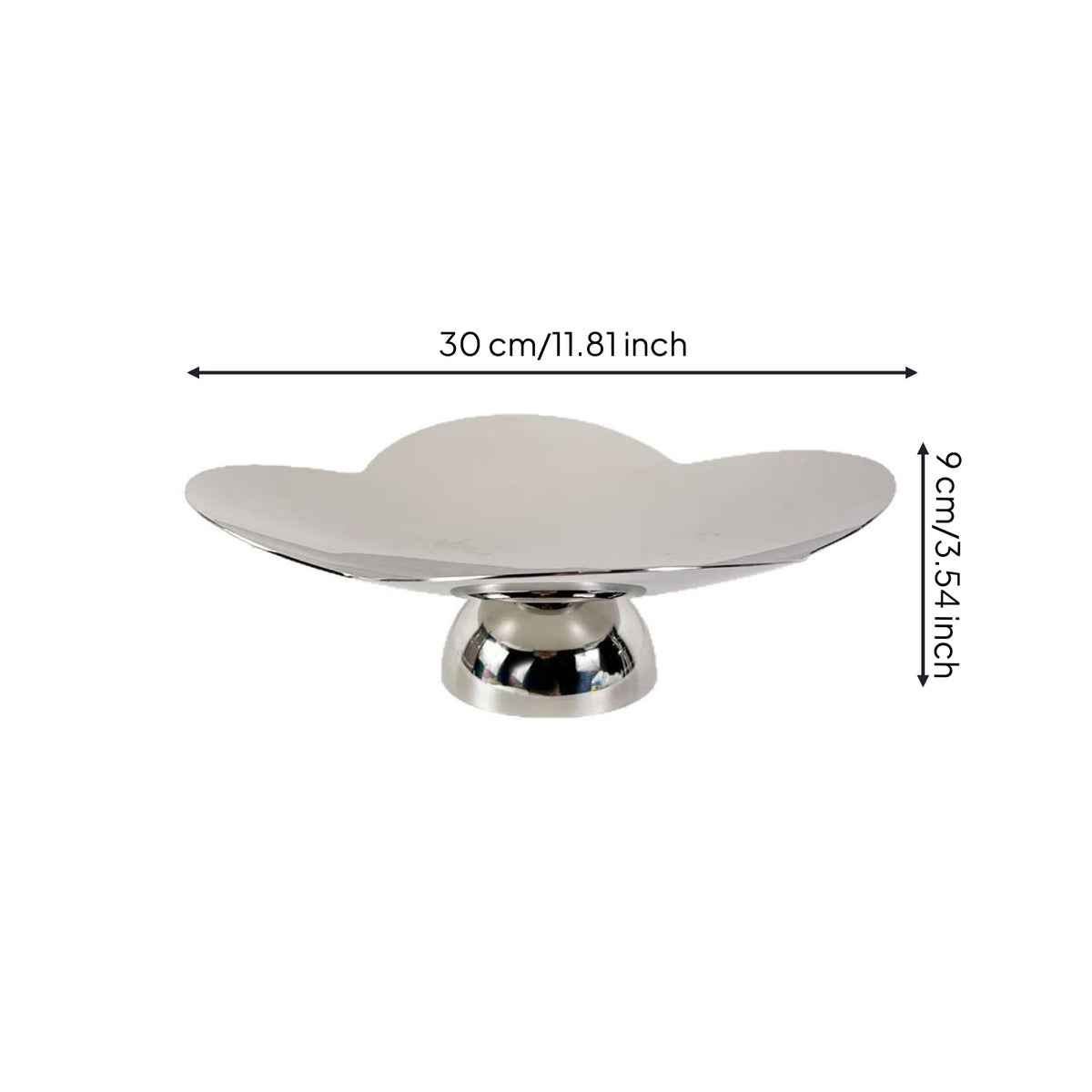 Four-Lobed-Shaped decorative Tray Mirror Finish Stainless Steel Tray Sleek Pedestal Bowl for Entryway