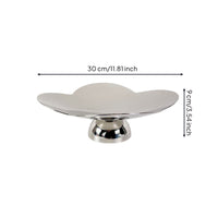 Four-Lobed-Shaped decorative Tray Mirror Finish Stainless Steel Tray Sleek Pedestal Bowl for Entryway