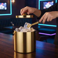 Stainless Steel Ice Container Portable with Handle Double Wall Ice Container Barware Includes Lid Bar Accessory Rust-Resistant