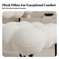 Nordic Aesthetic CumulusShaped Pouf Cream look Low Stool Multi-Functional Accent Furniture adaptable Use for Home Decorators, Young Adults, Women, Entryway, Bedroom, Living Room