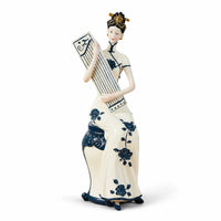 Chinese Lady Figurine Decorative Ceramic Lady Statue Slender Woman Sculpture for Entryway