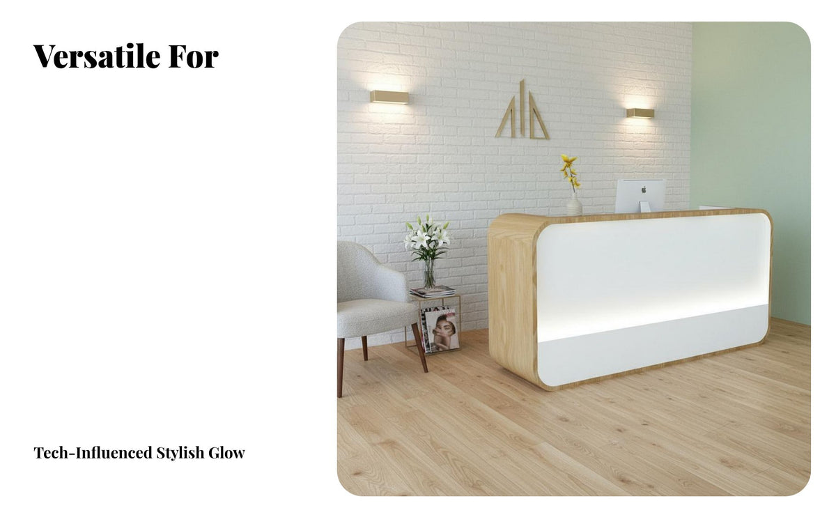 Minimalist Design Small Shop Front Desk Baking Paint Finish Commercial Checkout Counter Modern Front Desk with Storage for Receptionists, Salon Personnel, Business Owners, Clothing Boutique, Retail Shop, Clinics, Offices