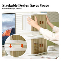 Roll-Top Storage Box Large Capacity Desktop Organizer Dust-Proof for Dorm Room