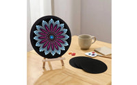 5 Pieces Round Art Board with Easel Circular Black Painting Board with Mini Easel Cardboard Canvas Wooden Compact for Artists