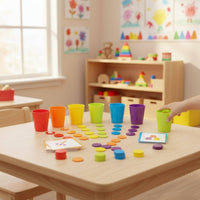 Concentration Training Stacking Cups and Discs Game Early Education Color Sorting Cup Set Hand-Eye Coordination Child-Centered Color Matching Toy Logical Thinking for Preschoolers, Toddlers, Kids, Kindergarten, Classroom