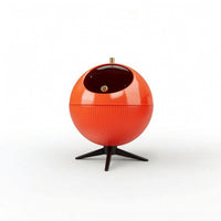 Spherical Trash Bin Ribbed Wastebasket with Lid Round for Living Room, Bedroom