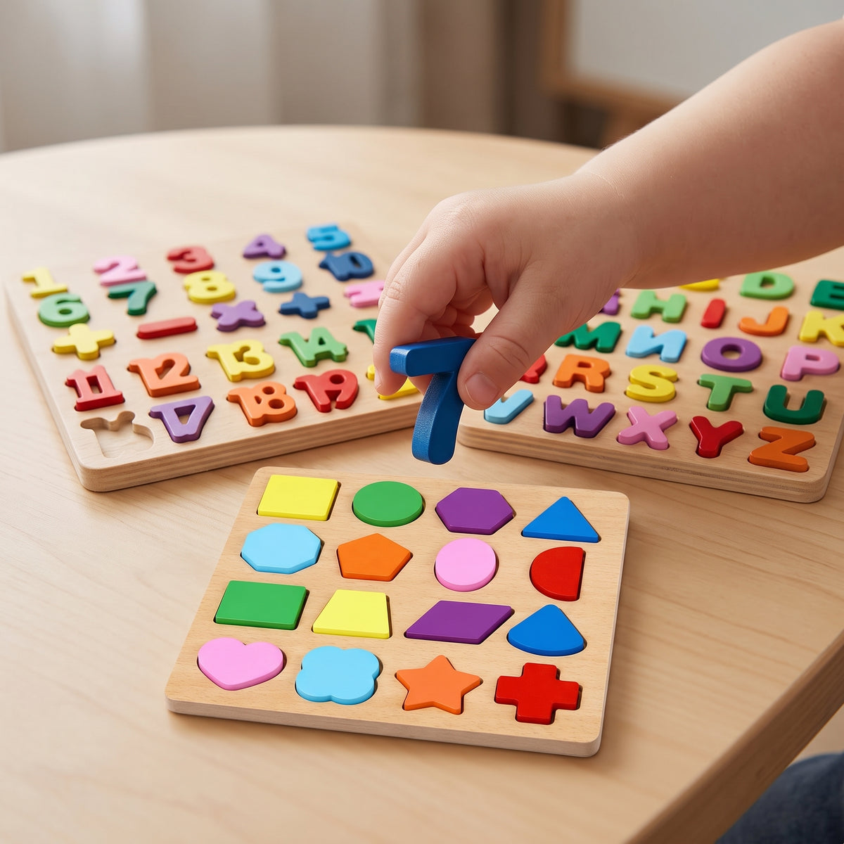 Kids Wooden Number & Letter Puzzle Board Educational Toy