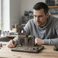 Building Ruin Cityscape Resin Base with Rubble Scenery Miniature for Modelers Dioramas, Wargaming